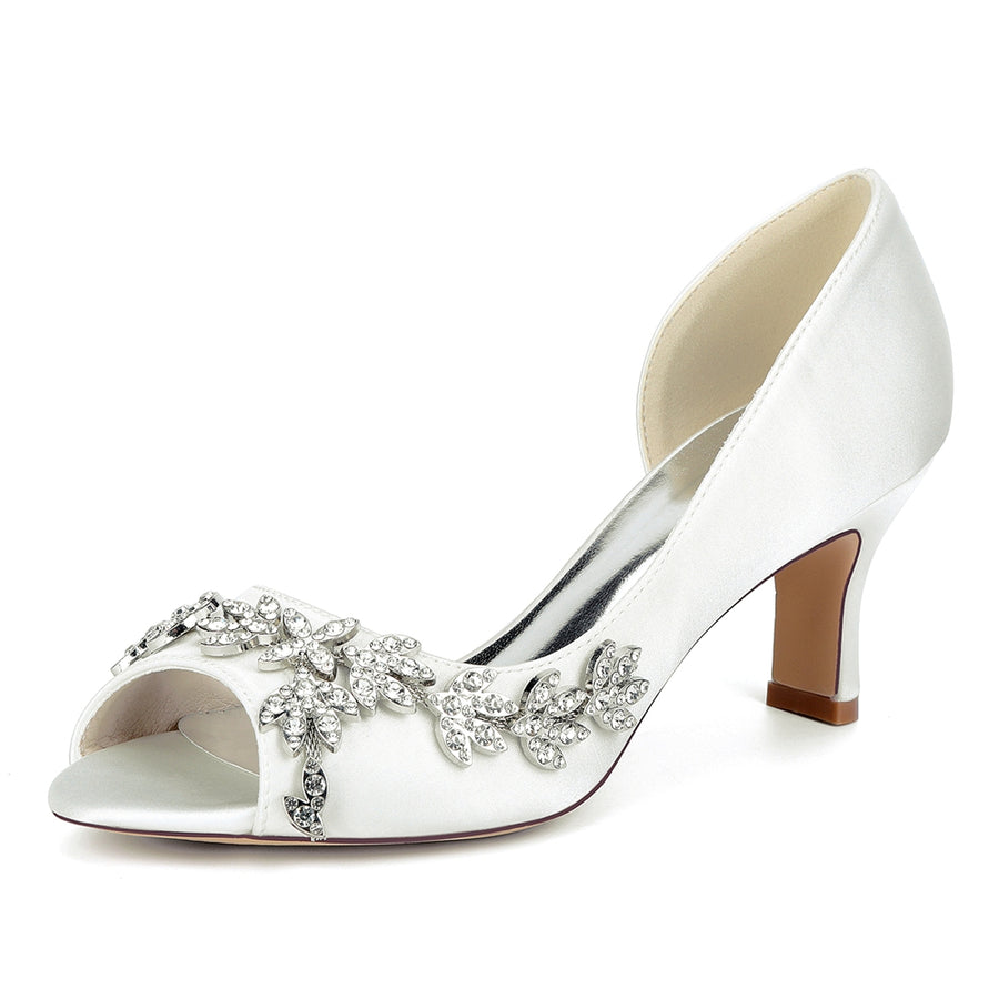 Women's Glitter With Ankle Strap Rhinestone Peep Toe Spool Heel Evening Shoes