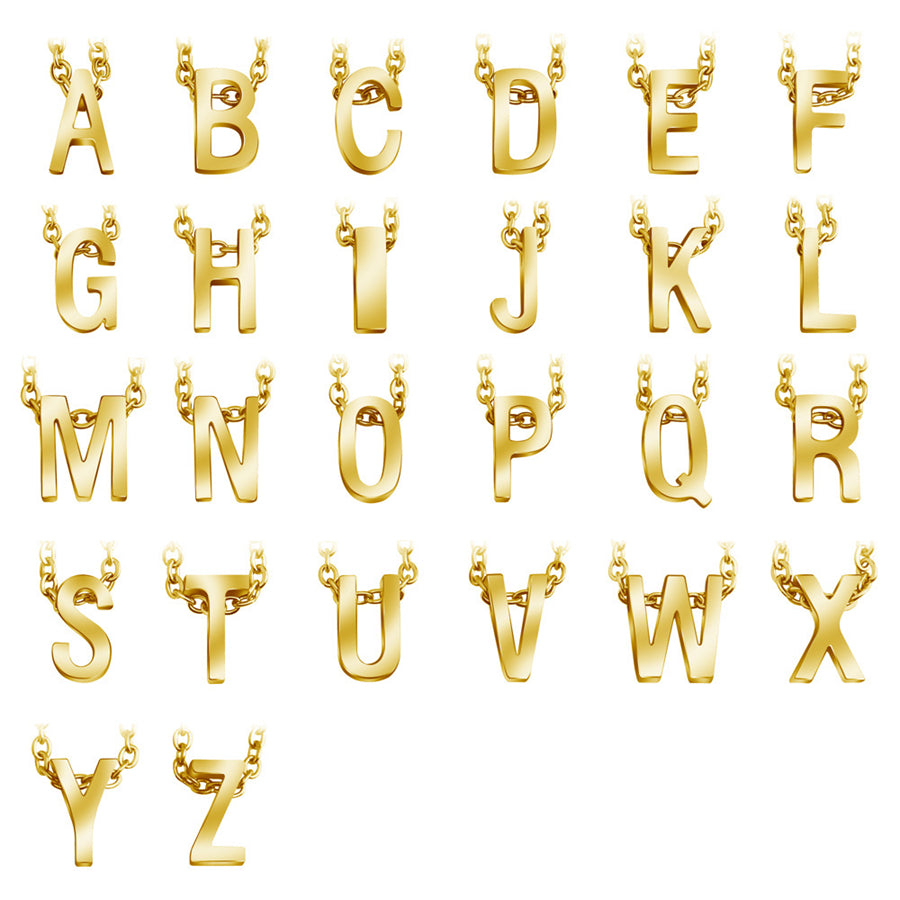 26 English Alphabet Surname Titanium Pendant Necklace