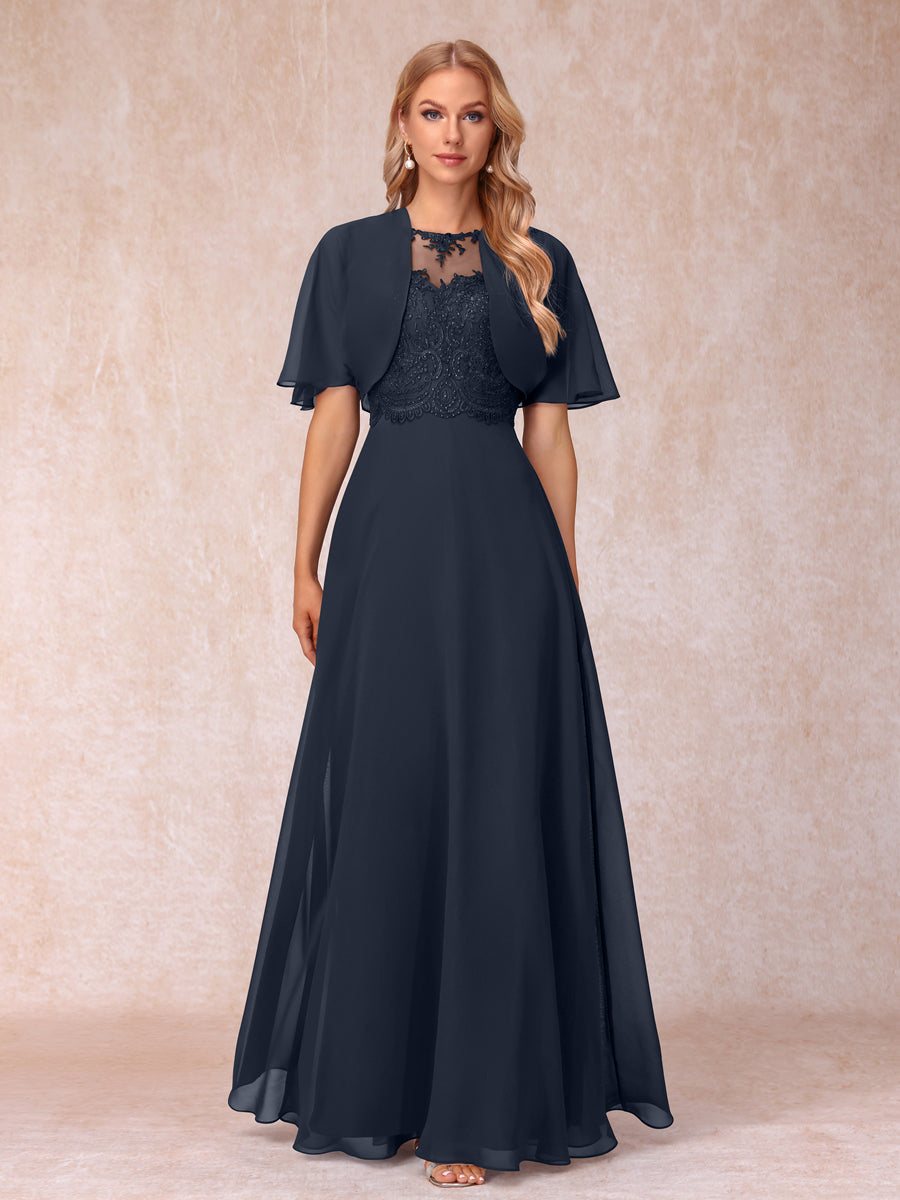 Navy blue mother of the bride dress with jacket best sale