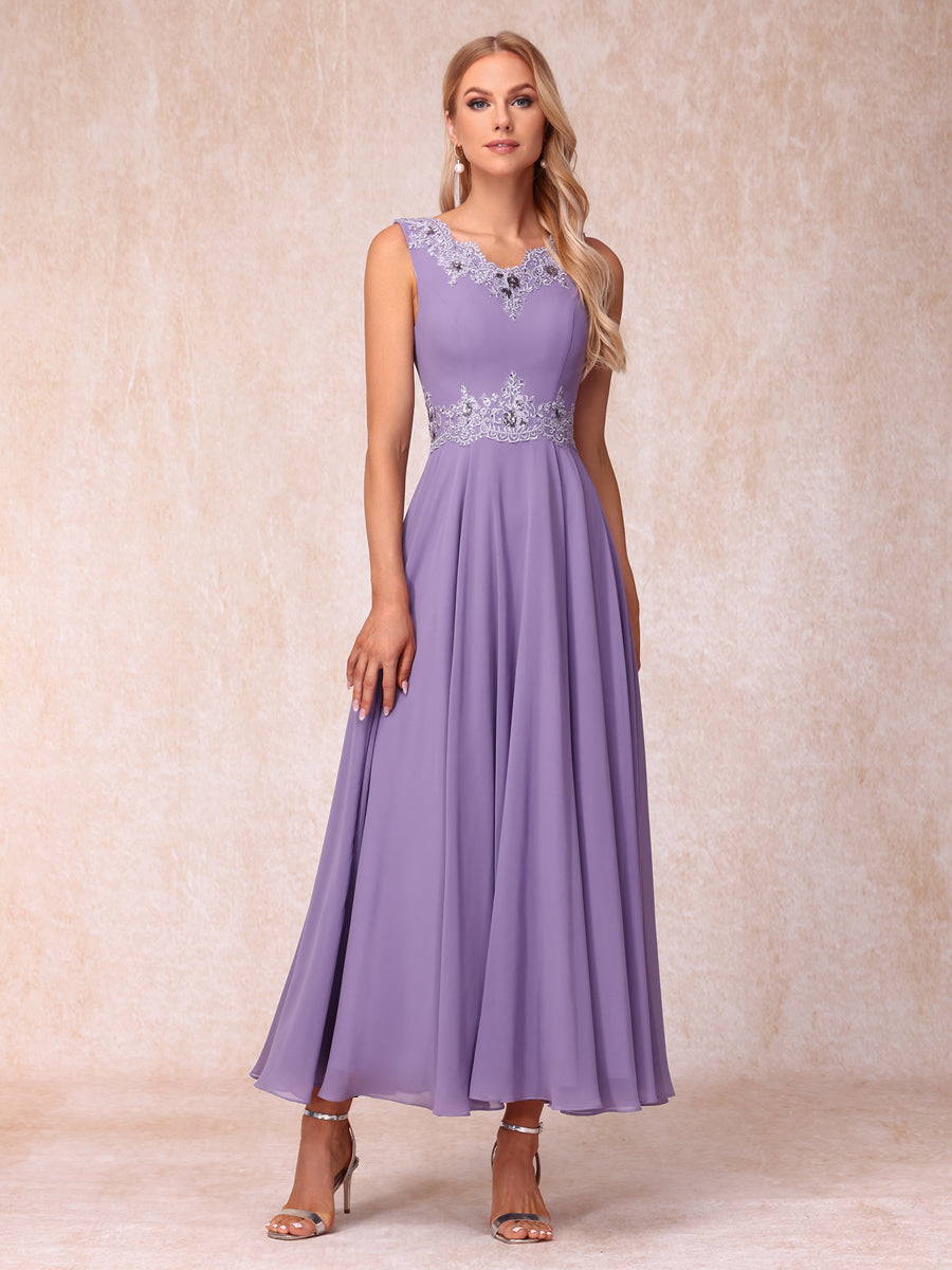 A-Line/Princess V-Neck Sleeveless Long Formal Evening Dresses with Appliques & Jacket