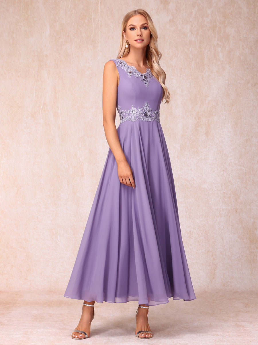 A-Line/Princess V-Neck Sleeveless Long Formal Evening Dresses with Appliques & Jacket