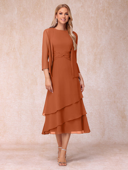 Sheath/Column Scoop Sleeveless Mother of the Bride Dresses with Ruched & Jacket