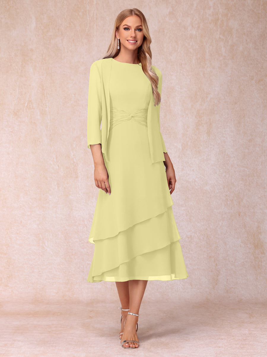 Sheath/Column Scoop Sleeveless Mother of the Bride Dresses with Ruched & Jacket