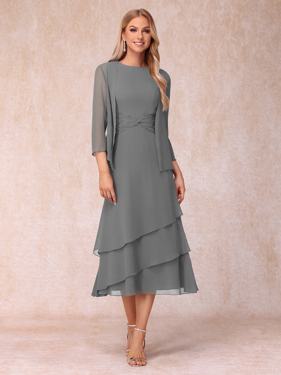 Sheath/Column Scoop Sleeveless Mother of the Bride Dresses with Ruched & Jacket