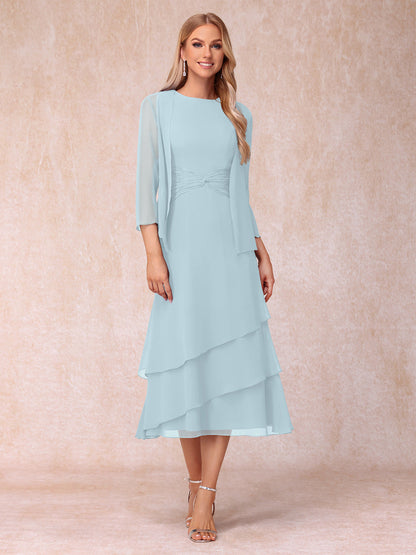 Sheath/Column Scoop Sleeveless Mother of the Bride Dresses with Ruched & Jacket