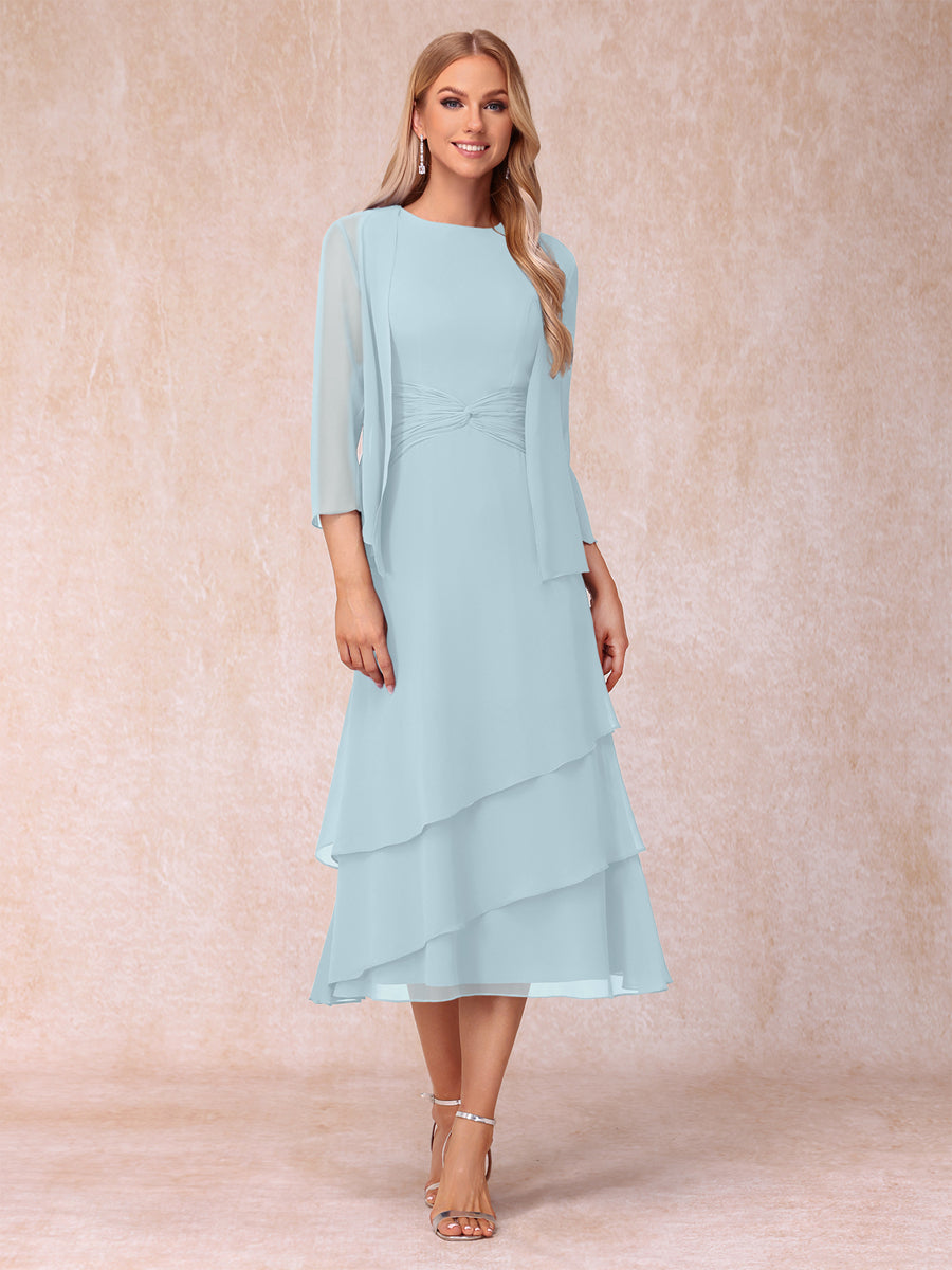 Sheath/Column Scoop Sleeveless Mother of the Bride Dresses with Ruched & Jacket