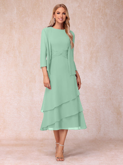 Sheath/Column Scoop Sleeveless Mother of the Bride Dresses with Ruched & Jacket