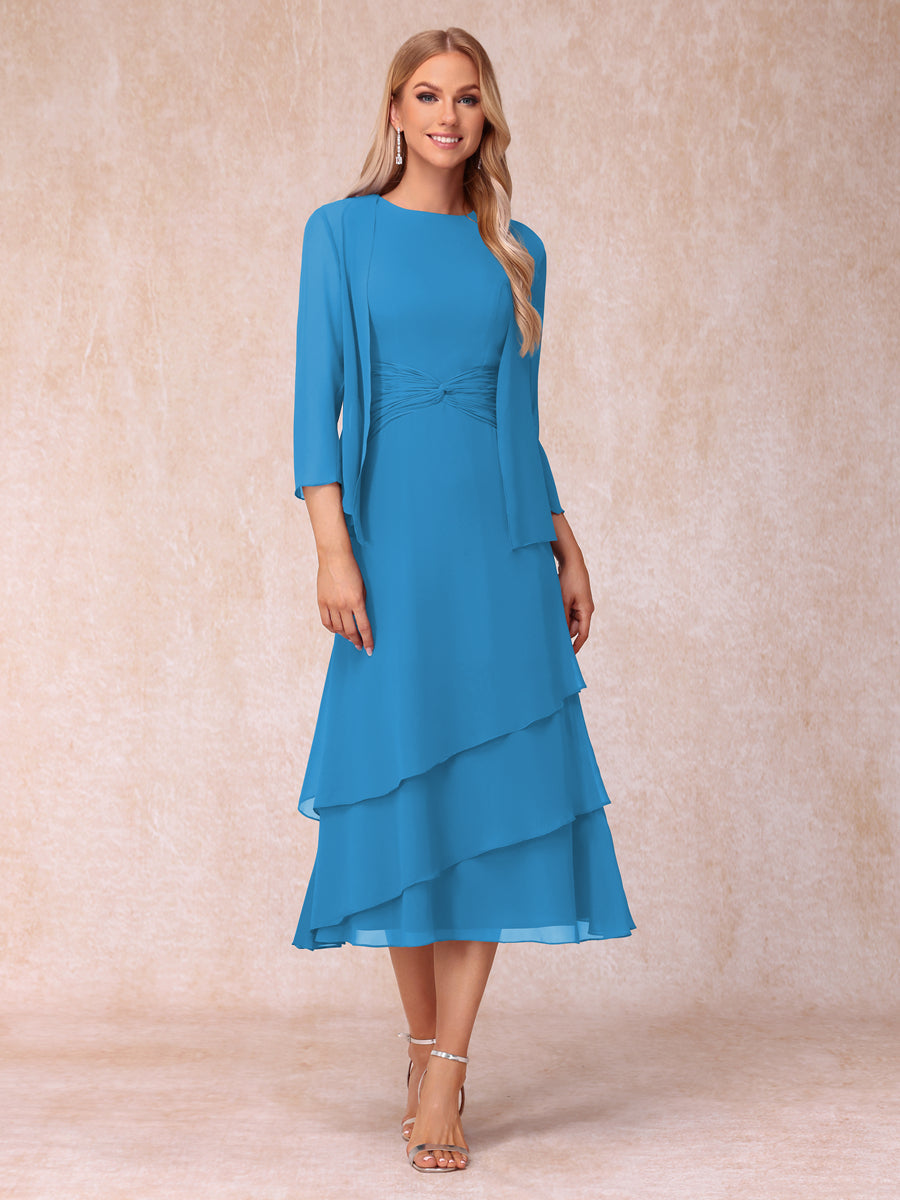 Sheath/Column Scoop Sleeveless Mother of the Bride Dresses with Ruched & Jacket