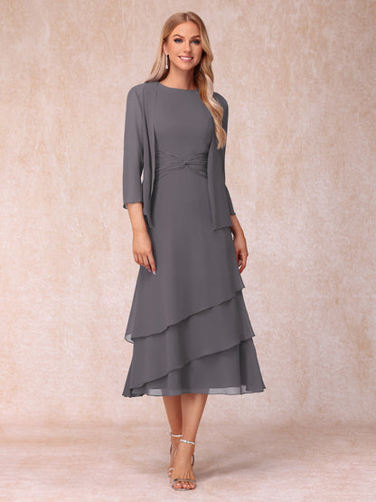 Sheath/Column Scoop Sleeveless Mother of the Bride Dresses with Ruched & Jacket