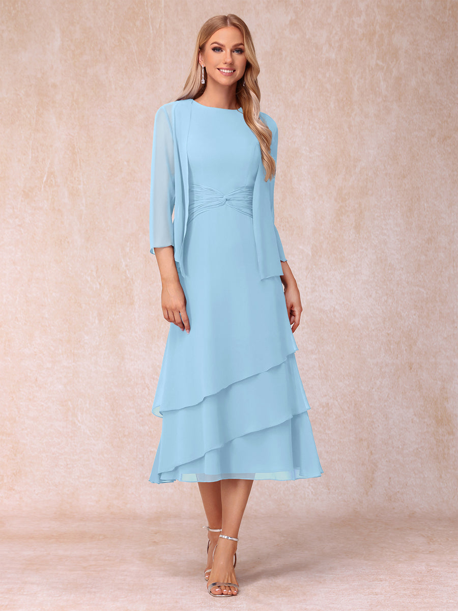 Sheath/Column Scoop Sleeveless Mother of the Bride Dresses with Ruched & Jacket