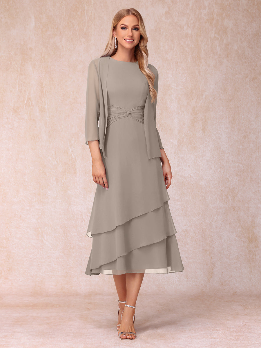 Sheath/Column Scoop Sleeveless Mother of the Bride Dresses with Ruched & Jacket