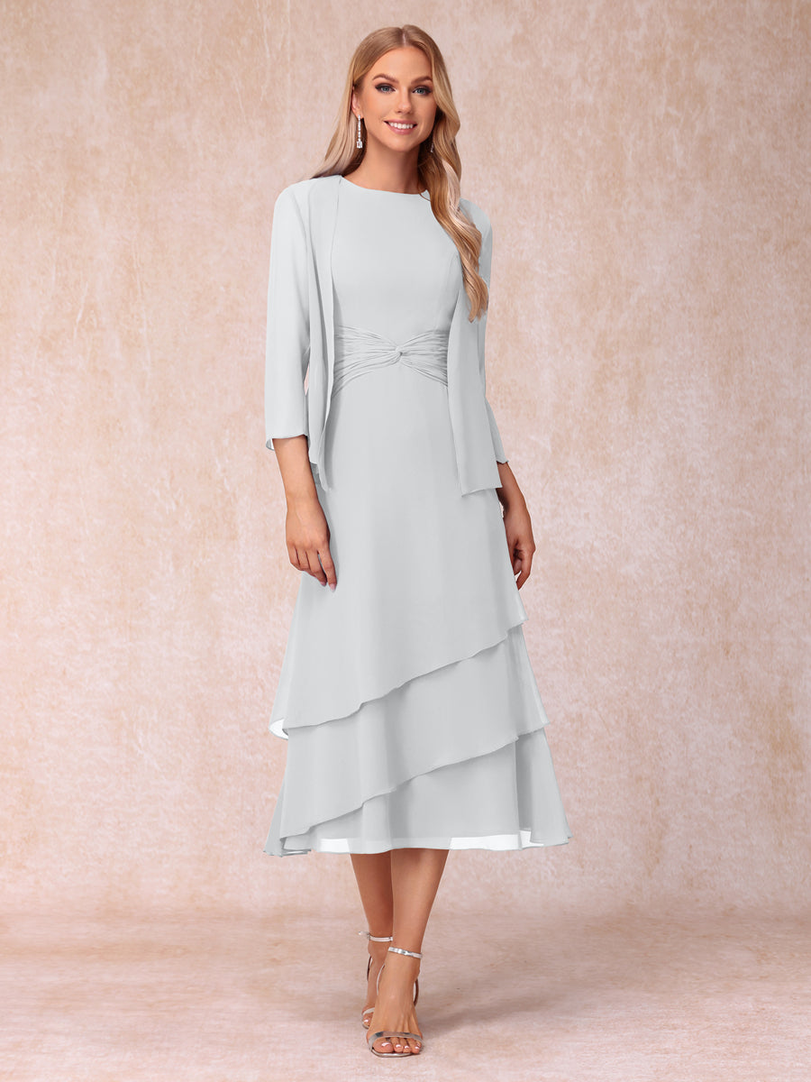 Sheath/Column Scoop Sleeveless Mother of the Bride Dresses with Ruched & Jacket