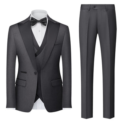 Tailored Fit Single Breasted One-button 3 Pieces Solid Colored Men's Wedding Suits