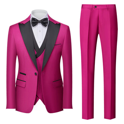 Tailored Fit Single Breasted One-button 3 Pieces Solid Colored Men's Wedding Suits