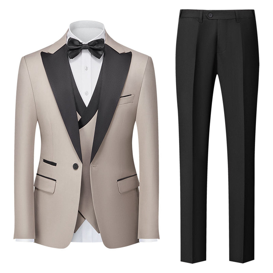 Tailored Fit Single Breasted One-button 3 Pieces Solid Colored Men's Wedding Suits