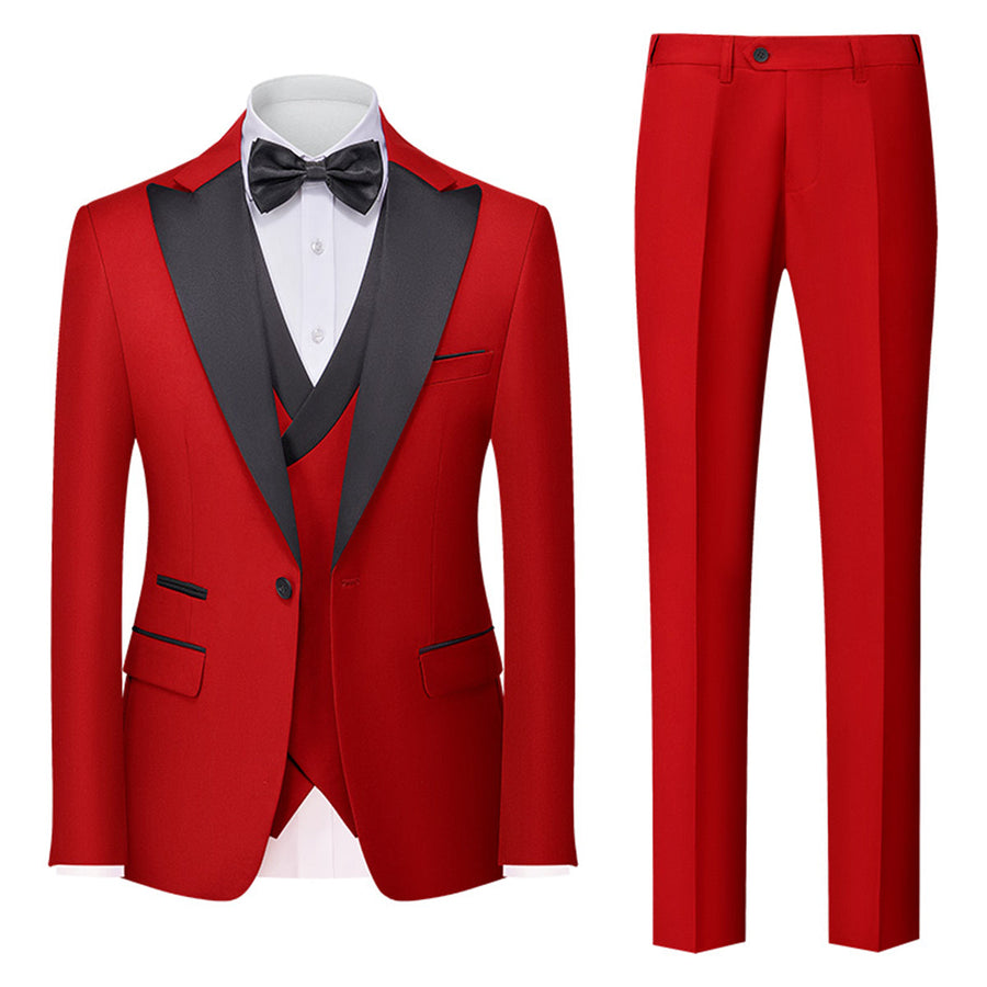 Tailored Fit Single Breasted One-button 3 Pieces Solid Colored Men's Wedding Suits