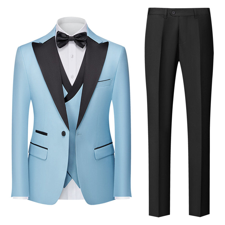 Tailored Fit Single Breasted One-button 3 Pieces Solid Colored Men's Wedding Suits