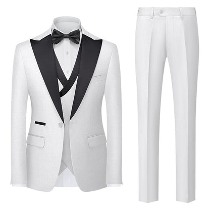 Tailored Fit Single Breasted One-button 3 Pieces Solid Colored Men's Wedding Suits