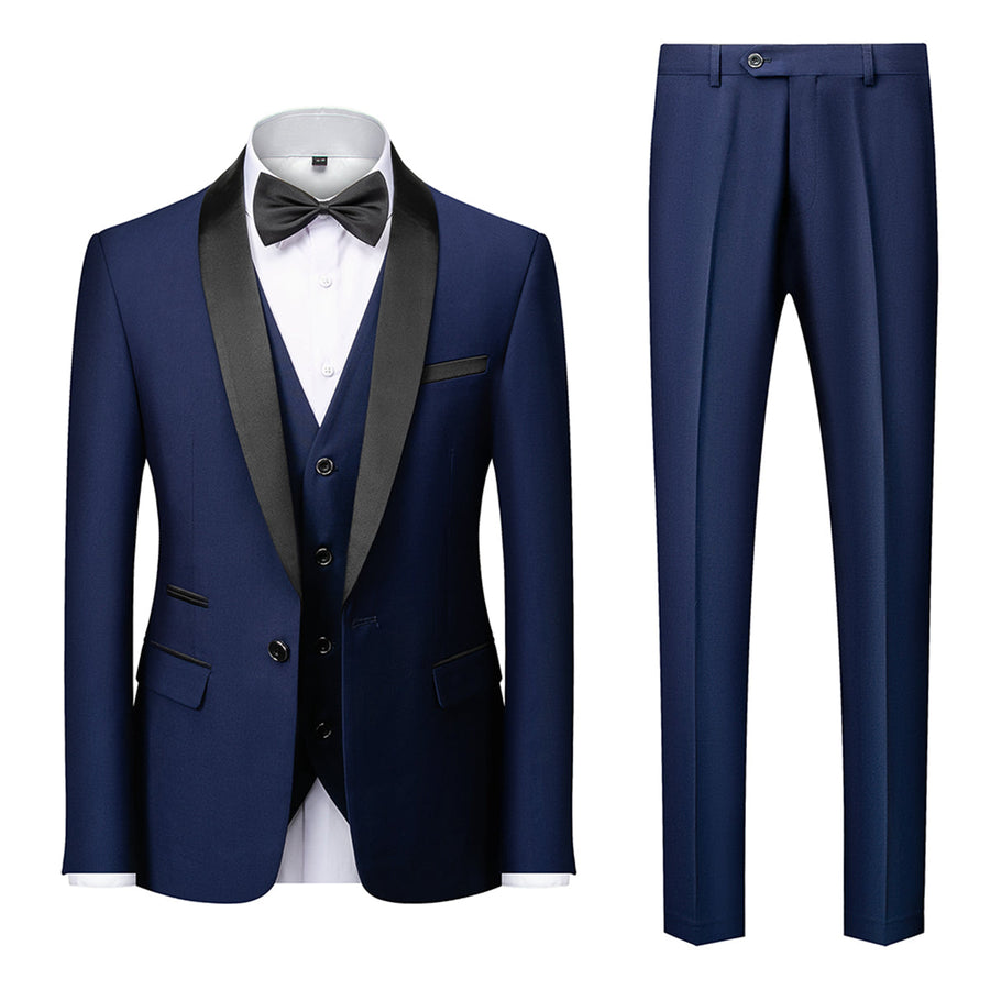 Tailored Fit Single Breasted One-button 3 Pieces Solid Colored Men's Wedding Suits