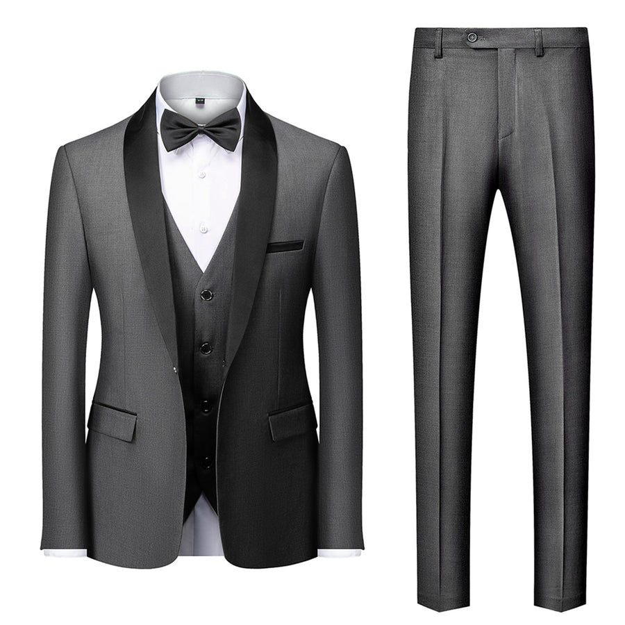 Tailored Fit Single Breasted One-button 3 Pieces Solid Colored Men's Wedding Suits