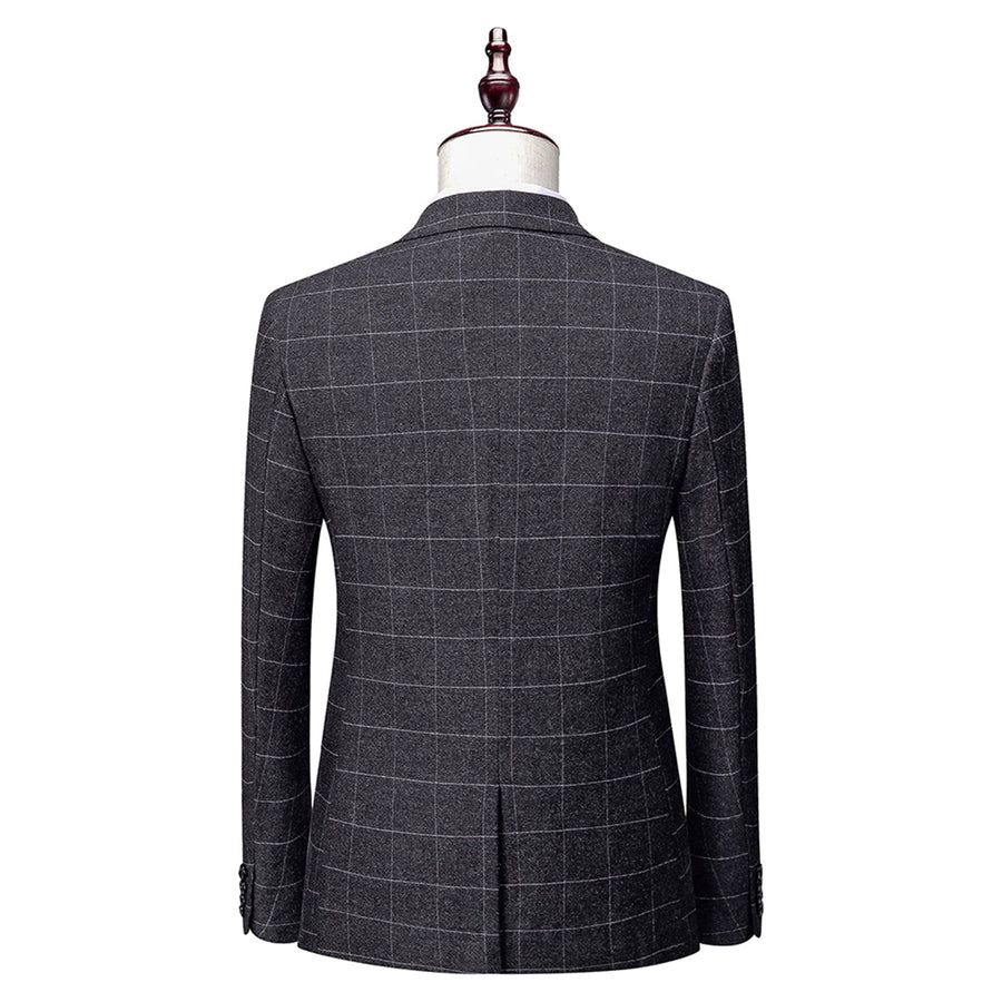 Tailored Fit Single Breasted Two-buttons 3 Pieces Plaid Men's Wedding Suits