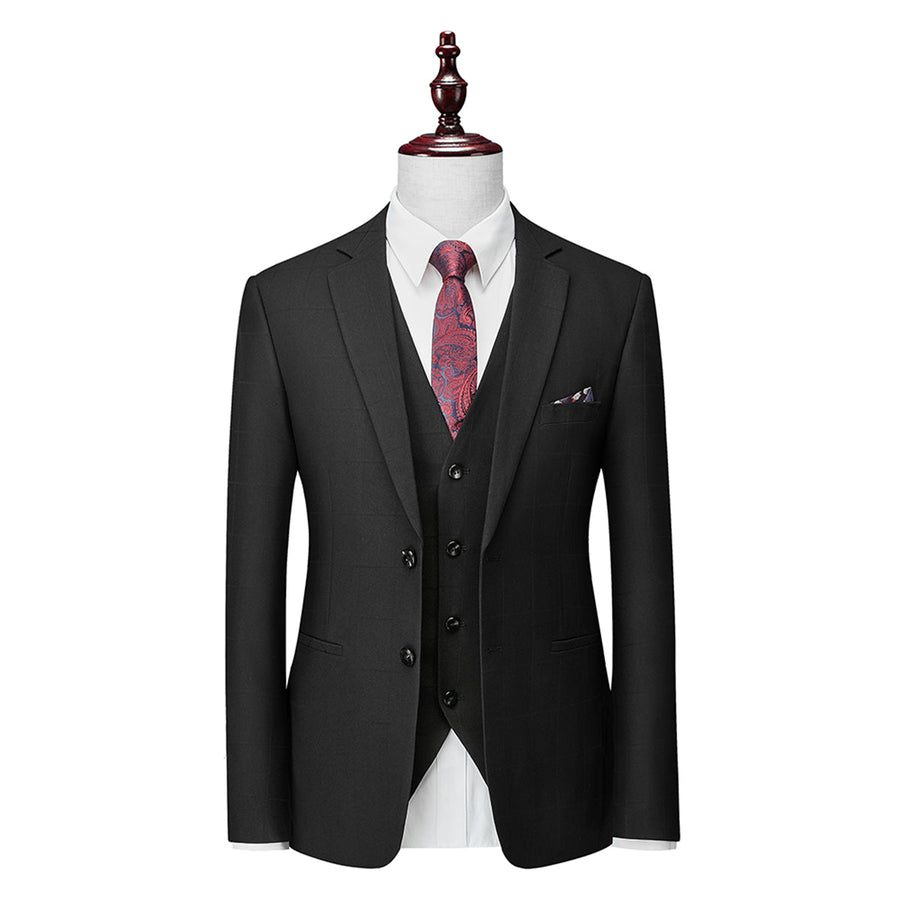 Tailored Fit Single Breasted Two-buttons 3 Pieces Plaid Men's Wedding Suits