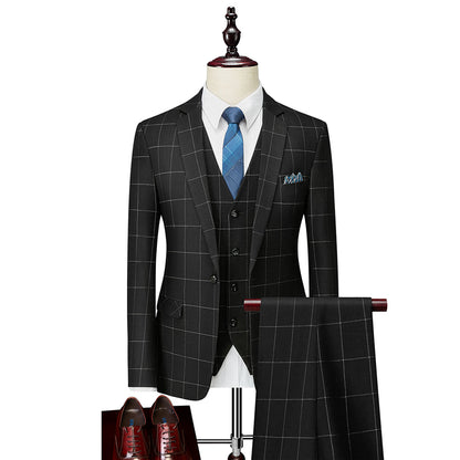 Tailored Fit Single Breasted One-button 3 Pieces Plaid Men's Wedding Suits