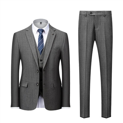 Tailored Fit Single Breasted Two-buttons 2 Pieces Striped Men's Wedding Suits