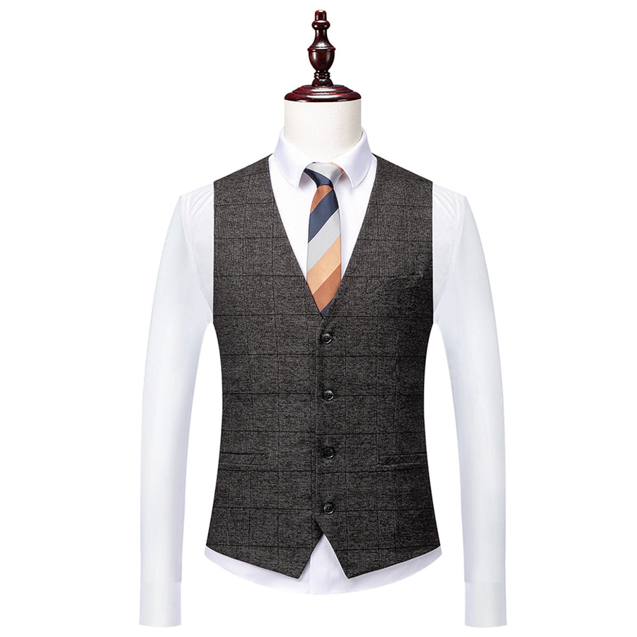 Tailored Fit Single Breasted Two-buttons 3 Pieces Plaid Men's Wedding Suits