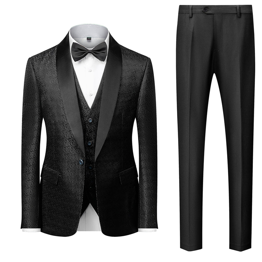 Tailored Fit Single Breasted One-button 3 Pieces Printed Men's Prom Party Suits