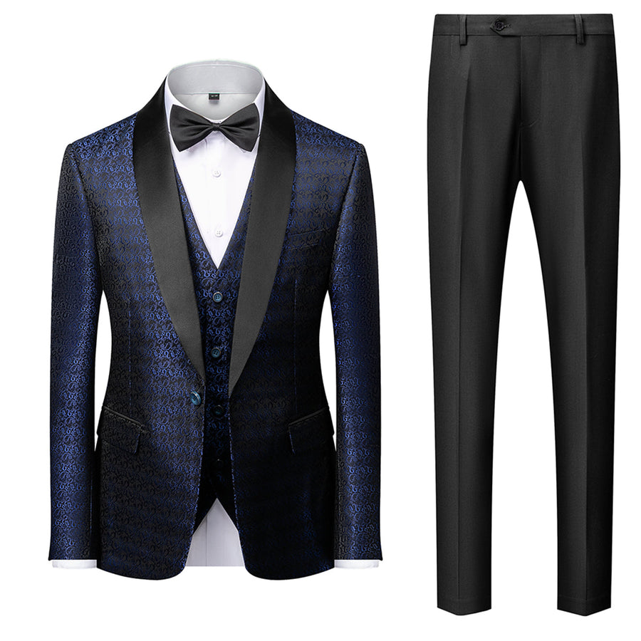 Tailored Fit Single Breasted One-button 3 Pieces Printed Men's Prom Party Suits