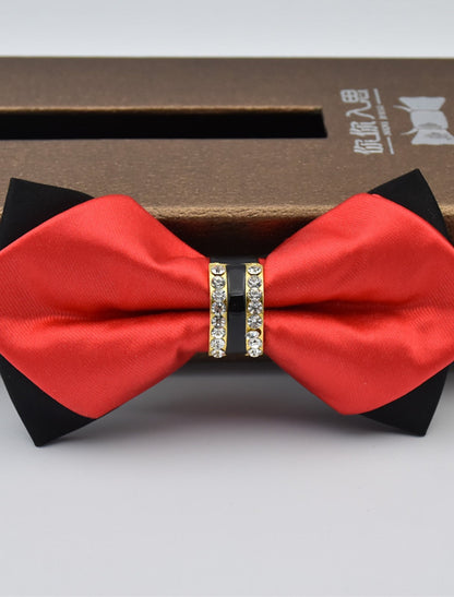 Men's Solid Colored Bow Tie with Rhinestones