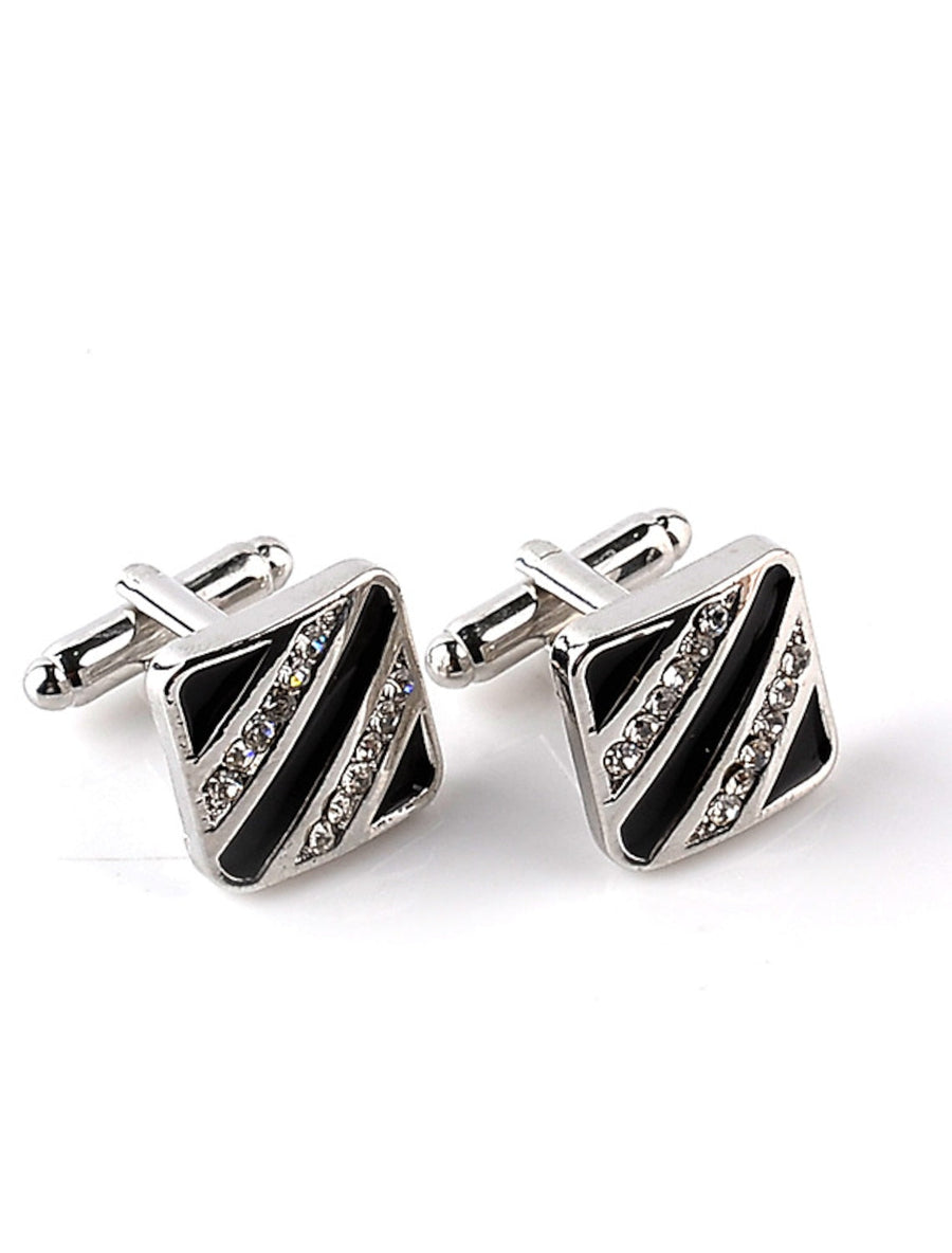 Men's Cubic 2Pcs Cufflinks with Rhinestones