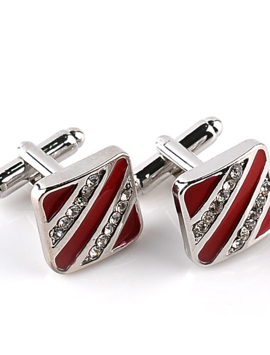 Men's Cubic 2Pcs Cufflinks with Rhinestones