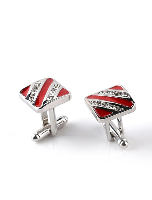 Men's Cubic 2Pcs Cufflinks with Rhinestones