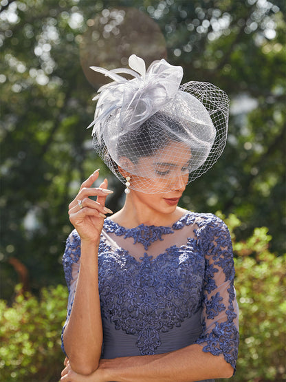 Elegant Tulle Fascinators with Feathers