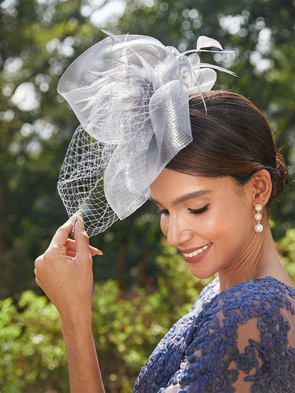 Elegant Tulle Fascinators with Feathers