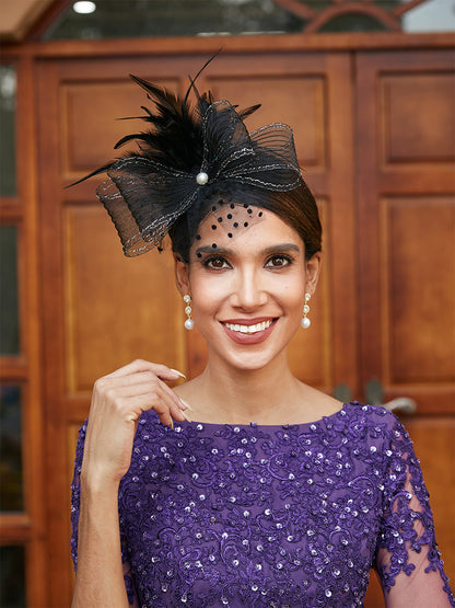 Elegant Tulle Fascinators with Feathers