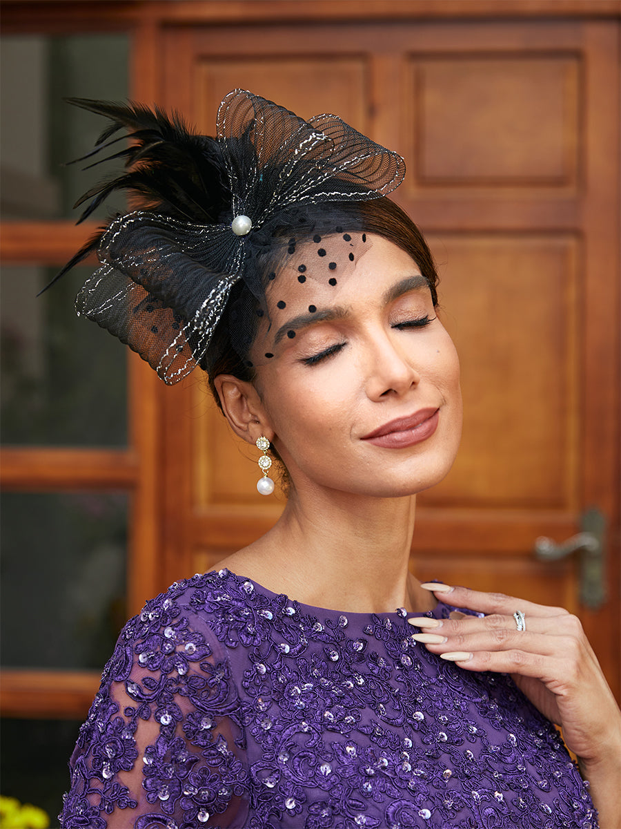 Elegant Tulle Fascinators with Feathers