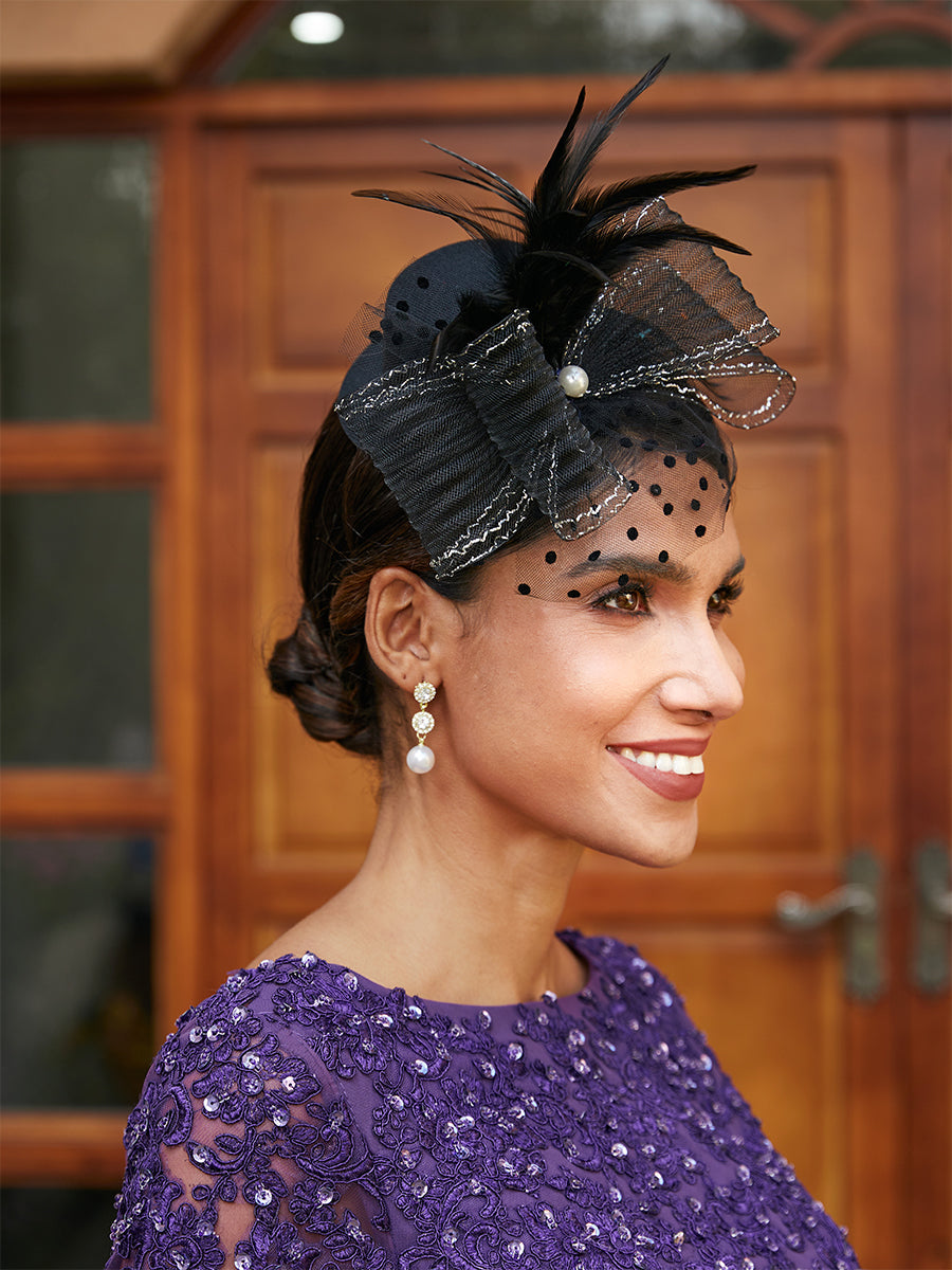 Elegant Tulle Fascinators with Feathers