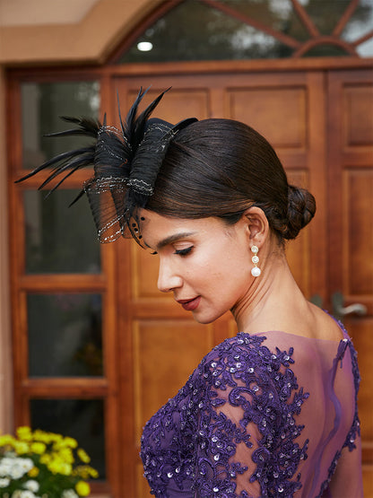 Elegant Tulle Fascinators with Feathers