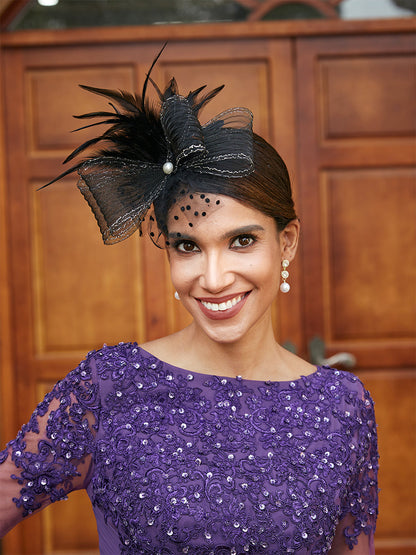 Elegant Tulle Fascinators with Feathers