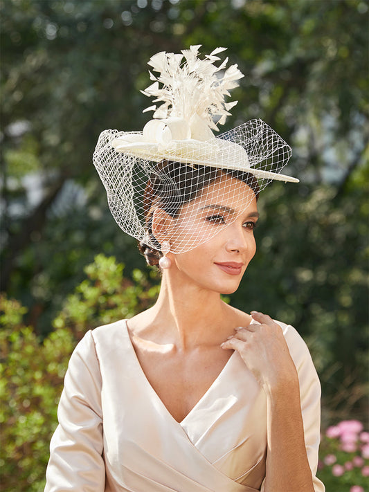 Elegant Tulle Fascinators with Feathers