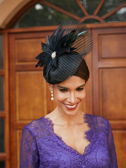 Elegant Tulle Fascinators with Feathers