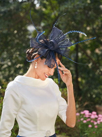 Elegant Retro Tulle Fascinators with Feathers