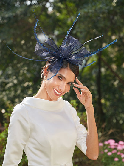 Elegant Retro Tulle Fascinators with Feathers