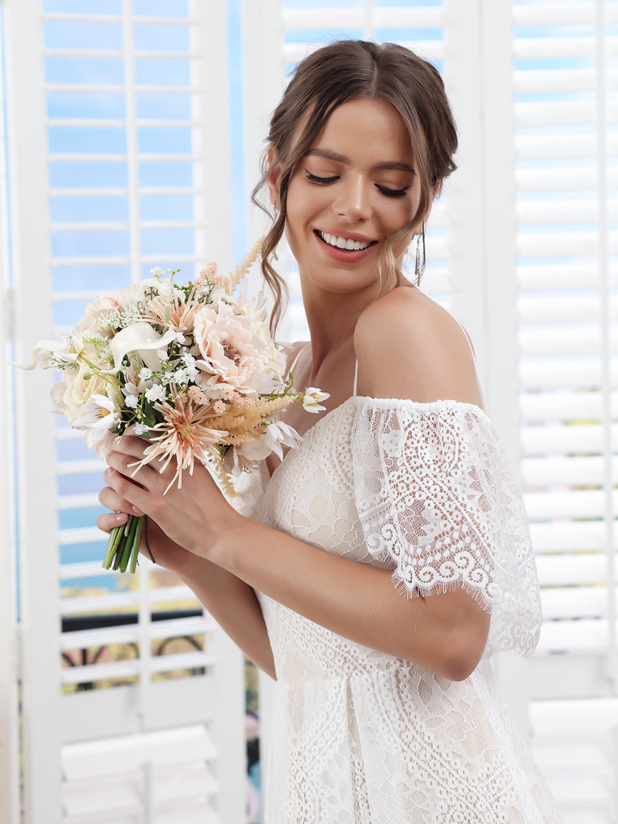 Artificial Posy Wedding Bridal Bouquets in Pearl Pink & Ivory