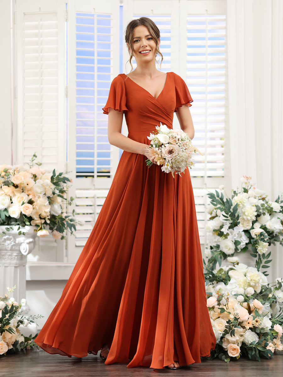 Burnt Orange Bridesmaid Dresses Short