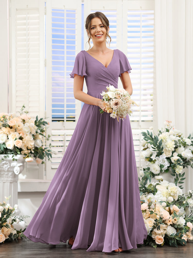 Persian Plum Chiffon Bridesmaid Dresses