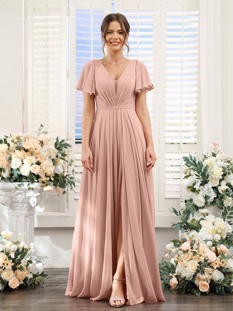 Deep dusty orders rose bridesmaid dresses